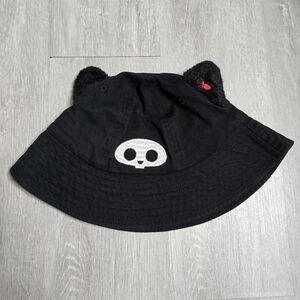Skelanimals Kit 3D Ears Bucket Hat Black Grunge Goth Emo Cat Kitten